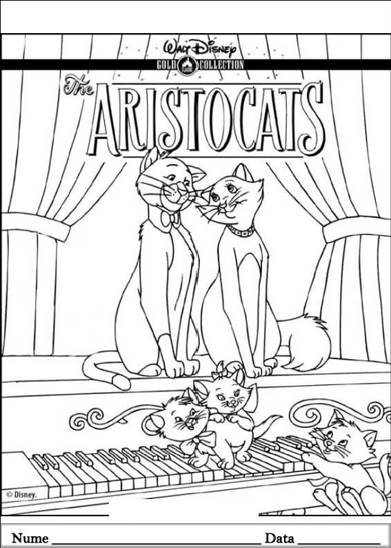 Pisicile aristocrate Planse de colorat si educative
